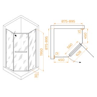 Душевой уголок RGW PA-82B 41088299-14 90x90см чёрный